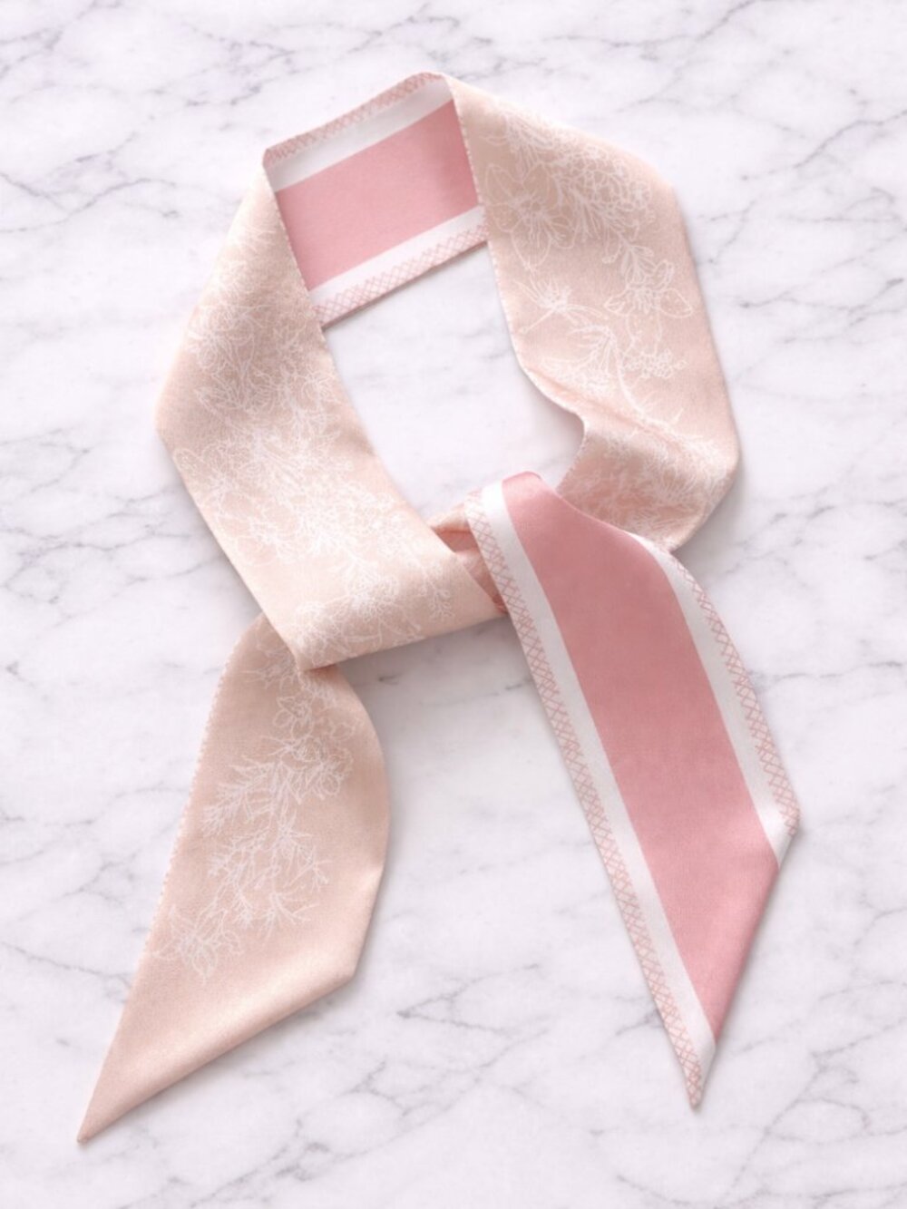 "Dixie" Twilly Scarf Pink and White